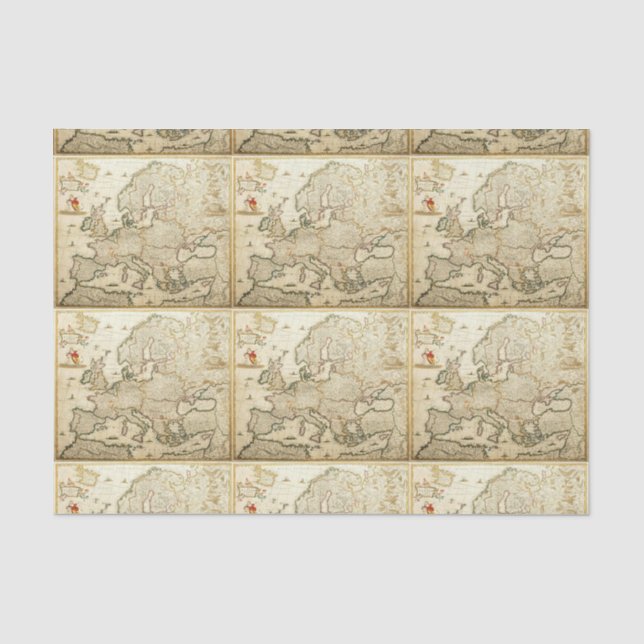 Papel de seda para decoupage - Mapa de Europa (Anverso)