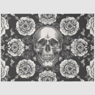 Papel de seda para decoupage Rosa Blanca Calavera 