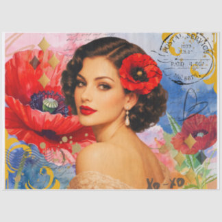 Papel de seda para decoupage Vintage Poppy Muse