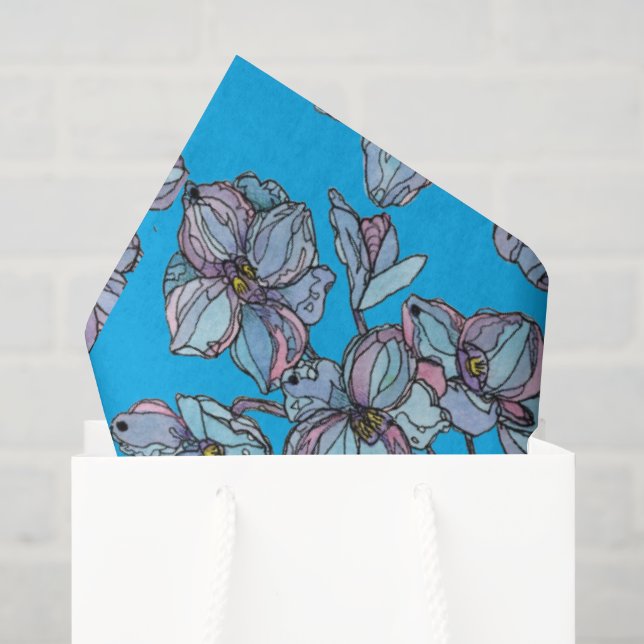 Papel de seda para fiestas - Delphiniums abstracto (Bolsa de regalo)