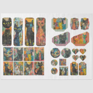 Papel De Seda Para los artistas Gato Tema Diario basura Ephemera