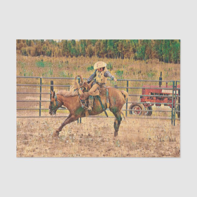 Papel de seda para montar a caballo de país vaquer (Anverso)