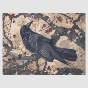 Papel de seda para muebles con decoupage de cuervo
