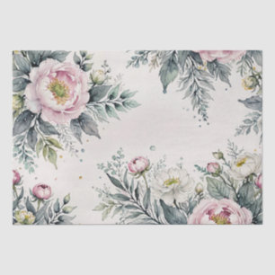 Papel de Seda para Pintura con Tinta Floral Pastel