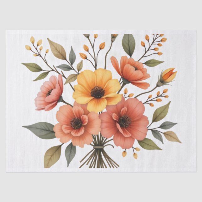 Papel de seda para ramo de flores de otoño (Anverso)
