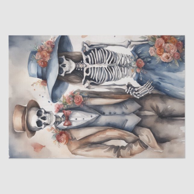 Papel De Seda Para siempre: Skeleton Pareja Casada Desnuda (Anverso)