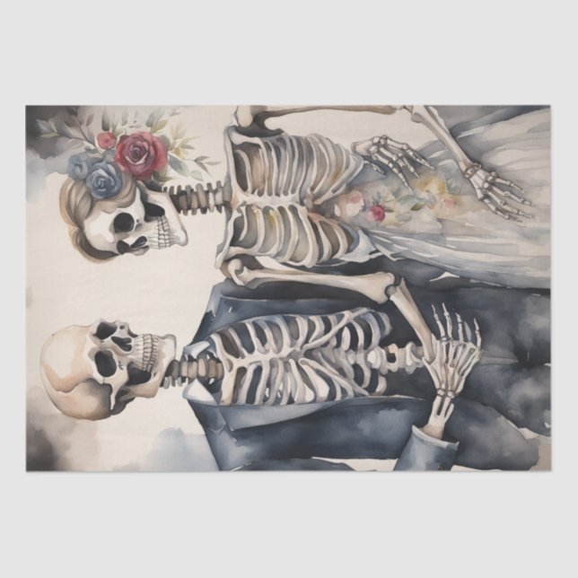 Papel De Seda Para siempre: Skeleton Pareja Casada Desnuda (Anverso)