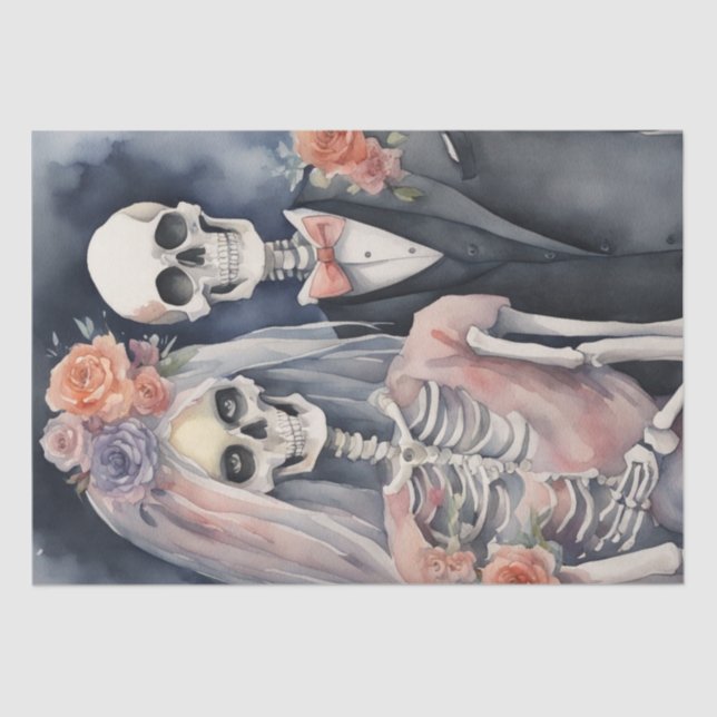 Papel De Seda Para siempre: Skeleton Pareja Casada Desnuda (Anverso)