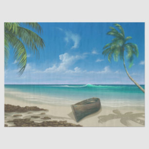 Papel De Seda Paradise Island Bote Ocean Decoupage