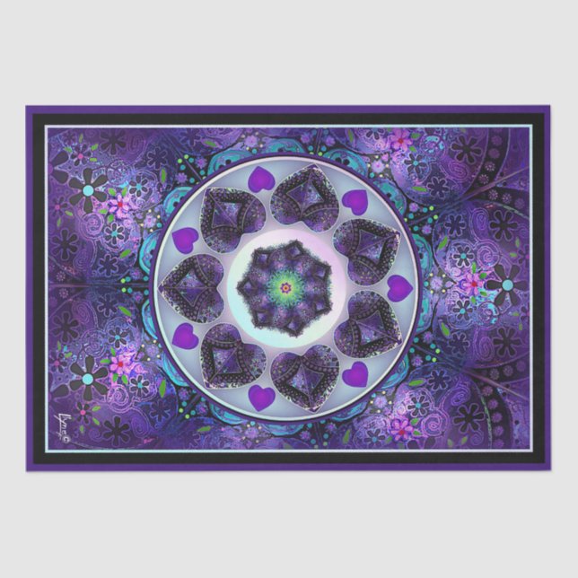 Papel De Seda Paraguas morados y corazones .7 (Anverso)