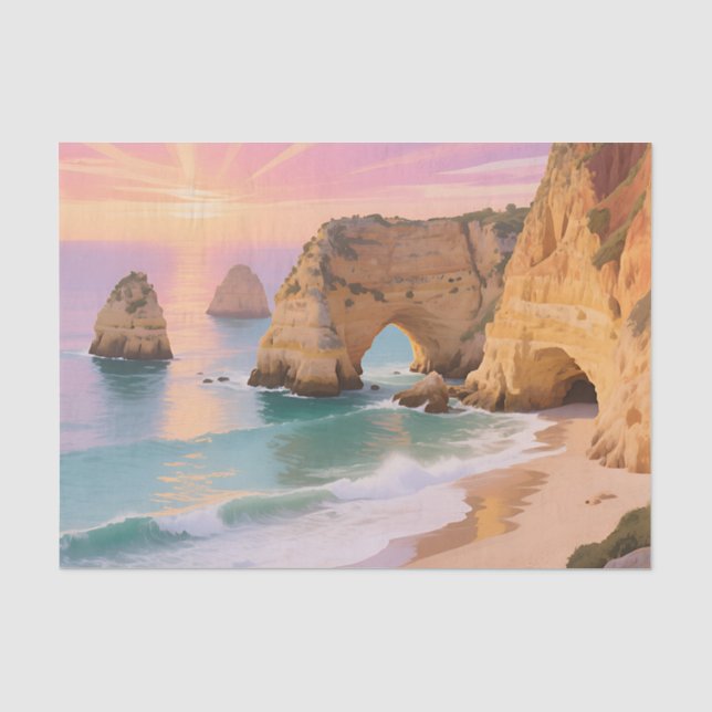 Papel De Seda Paraiso de Cuevas Marinas al Atardecer (Anverso)