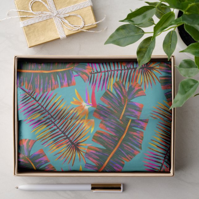 Papel De Seda Paraíso de Palma Teal (Regalo )