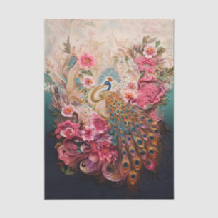 Papel De Seda Paraíso del Pavo Real: Arte Floral y de Plumas Orn