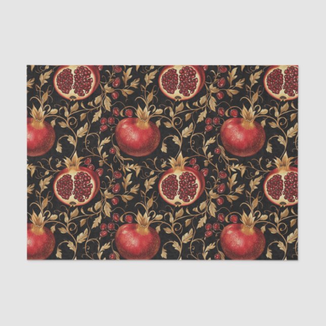 Papel De Seda Paraíso Pomegranado - Ricos Patrones Florales Sin  (Anverso)