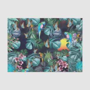 Papel De Seda Paraíso tropical de flores al atardecer