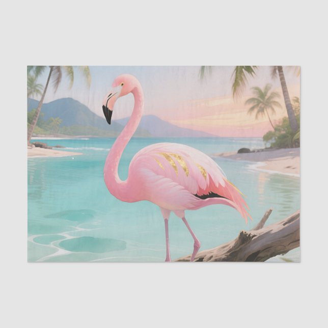 Papel De Seda Paraiso Tropical Flamenco Rosa (Anverso)