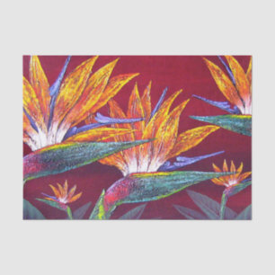 Papel De Seda Paraíso Tropical Floral Desenlace Hawái Rojo