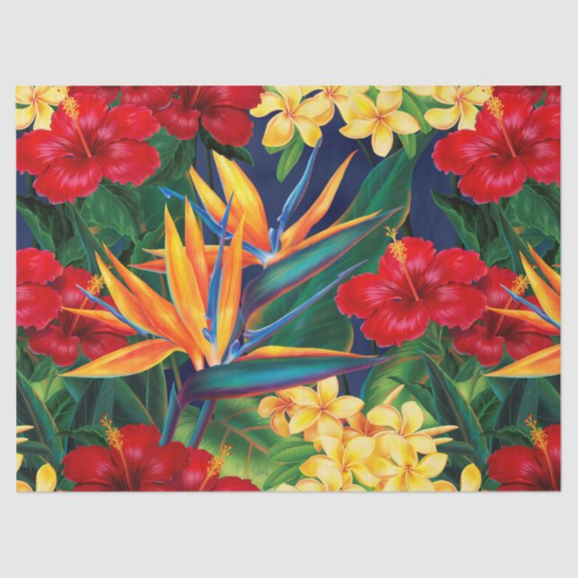 Papel De Seda Paraíso tropical Hawái Floral tamaño completo (Anverso)