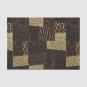 Papel De Seda Parche africano de animales impreso   Marrón y dor