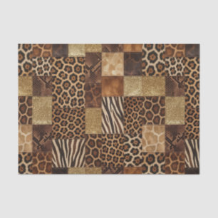 Papel De Seda Parche africano de animales impreso   Marrón y dor