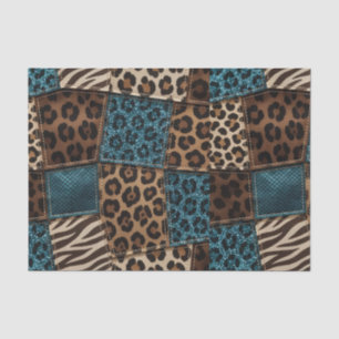 Papel De Seda Parche africano de animales impreso   Marrón y tur