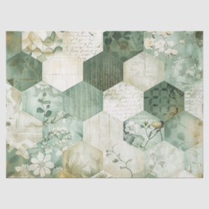 Papel De Seda Parche Hexagonal Botánico Vintage