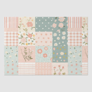Papel De Seda Parche Vintage de Jardín en Rosa Polvo y Lavanda