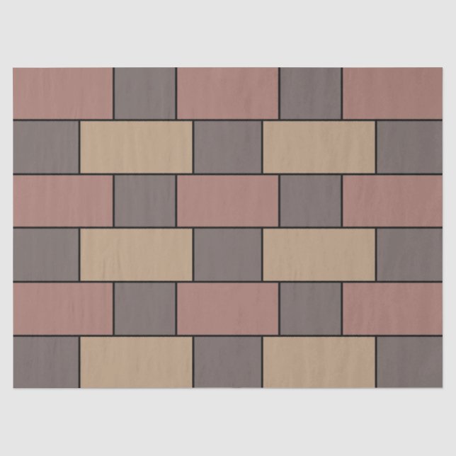 Papel De Seda Pared de ladrillo rosa melocotón gris (Anverso)