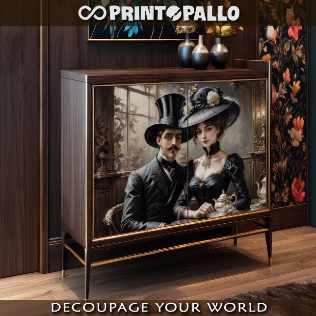 Papel De Seda Pareja Belle Époque en un café de París (Subido por el creador)