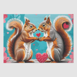 Papel De Seda Pareja de ardillas enamoradas