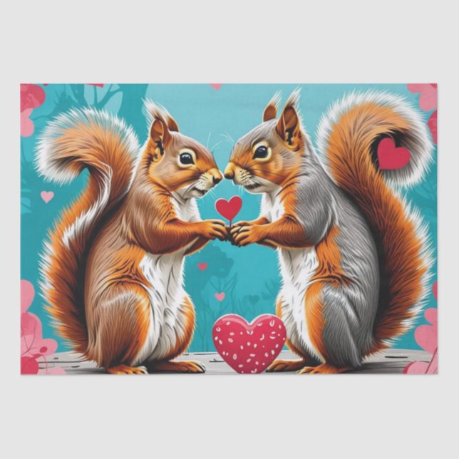 Papel De Seda Pareja de ardillas enamoradas (Anverso)