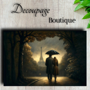 Papel De Seda Pareja de enamorados en la lluvia Decoupage