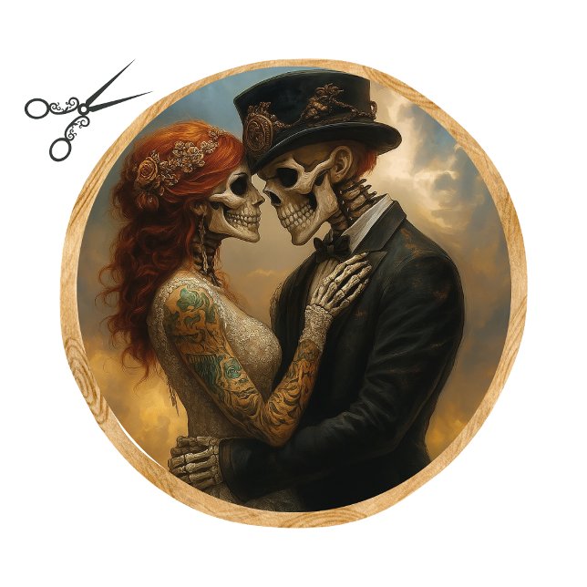 Papel De Seda Pareja de esqueletos decoupage Boda redondo de 21  (Subido por el creador)