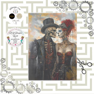 Papel De Seda Pareja de esqueletos decoupage victoriano steampun