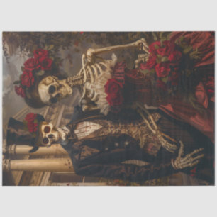 Papel De Seda Pareja de esqueletos románticos de Halloween Decou