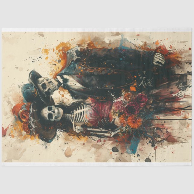 Papel De Seda Pareja de Fiesta de Skeleton de desconexión (Anverso)