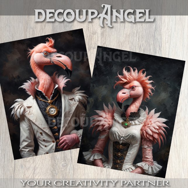 Papel De Seda Pareja de Flamingo Victoriana -Decoupage- (Subido por el creador)