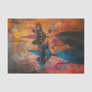 Papel De Seda Pareja de gatos con Gorras