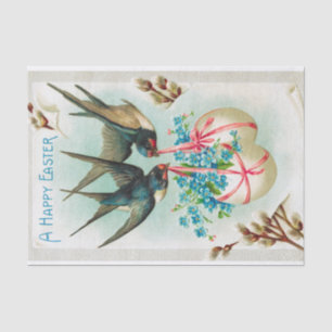 Papel De Seda Pareja de golondrinas y huevos de Pascua Floral
