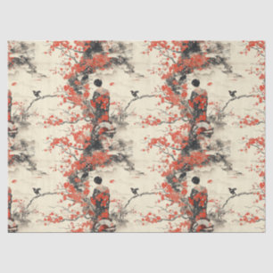 Papel De Seda Pareja de kimono romántico sakura patrón (2)
