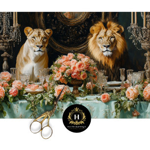 Papel De Seda Pareja de Leones Regios Muebles Decoupage