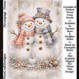 Papel De Seda Pareja de muñecos de nieve encantadores con estilo
