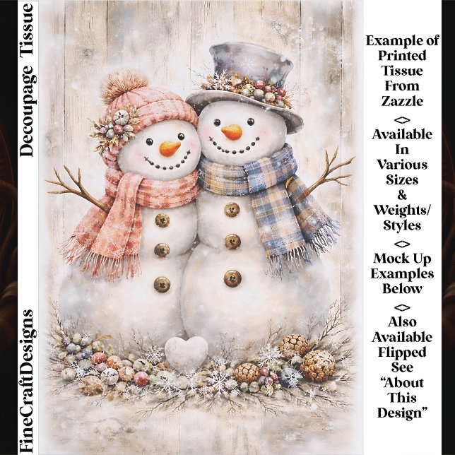 Papel De Seda Pareja de muñecos de nieve encantadores con estilo (Subido por el creador)