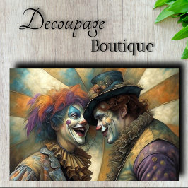 Papel De Seda Pareja de Payasos de Circo Decoupage