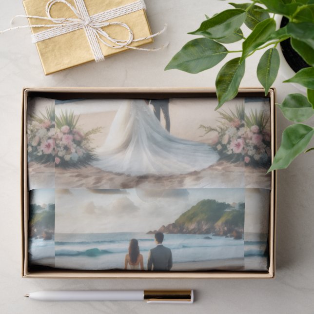 Papel De Seda Pareja de Playa de Boda (Regalo )