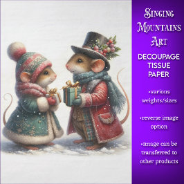 Papel De Seda Pareja de ratones victorianos regalos de Navidad D