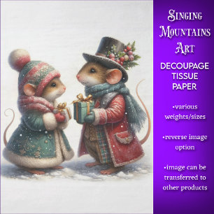Papel De Seda Pareja de ratones victorianos regalos de Navidad D