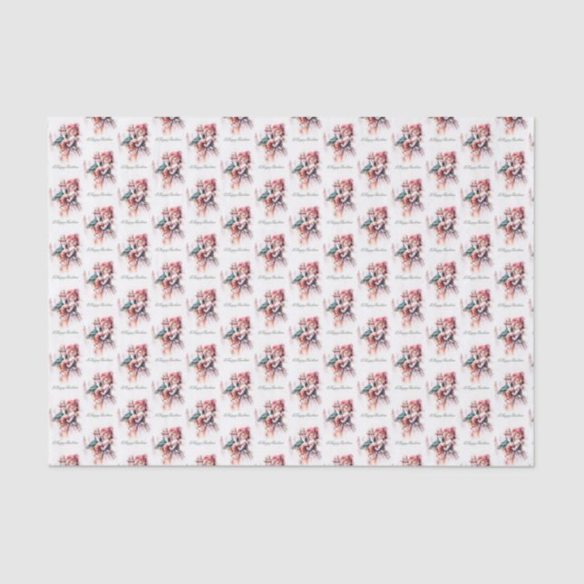 Papel De Seda pareja navideña de época festiva (Anverso)