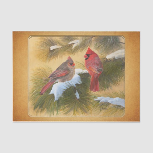 Papel De Seda Pares de cardenales (Anverso)