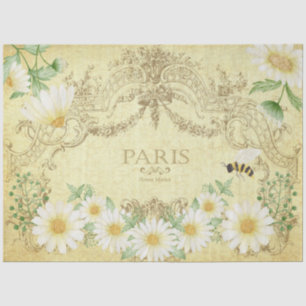 Papel De Seda Paris Daisies Bee Yellow Decoupage Crafting